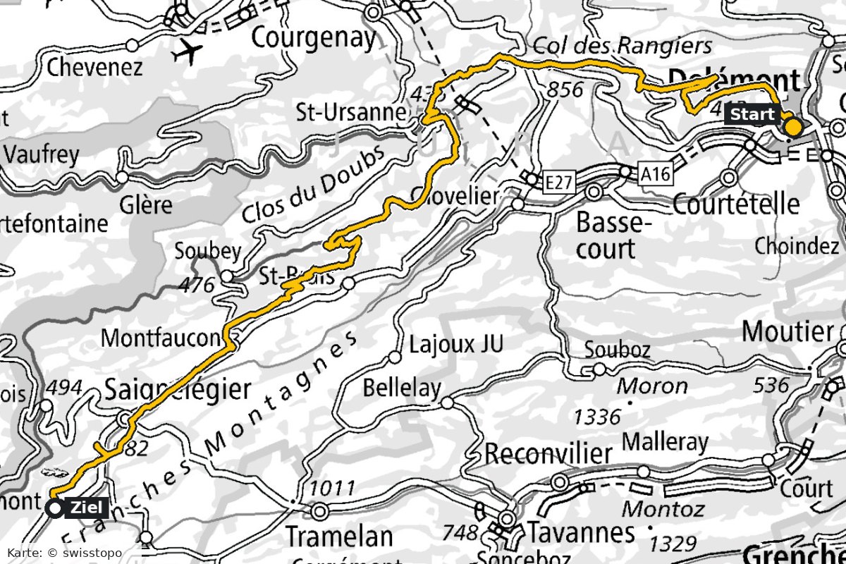Jura Cross Camp – Karte Tag 1
