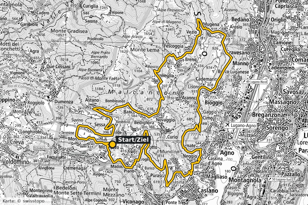 Ticino Camp – Karte Tag 1 (Route)