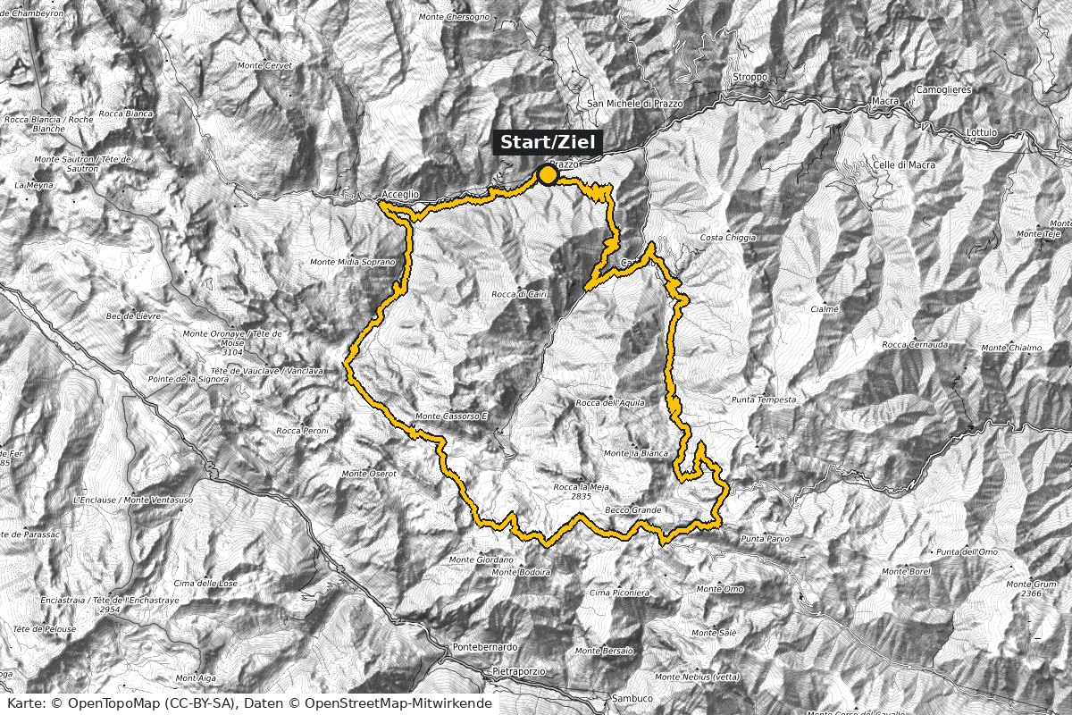 Valle Maira Camp – Karte Gardetta-Hochebene